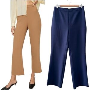 Aritzia Wilfred Kick Flare Pant High-Waisted Flared Trouser Navy Blue Sz 10